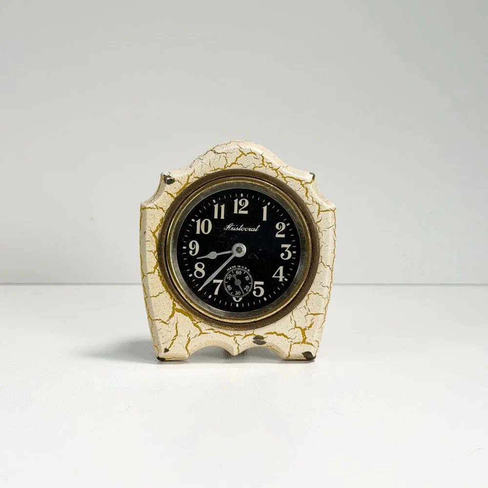 Vintage Aristocrat Small Desk Mantel Clock Brass Farmhouse Cottagecore USA Made